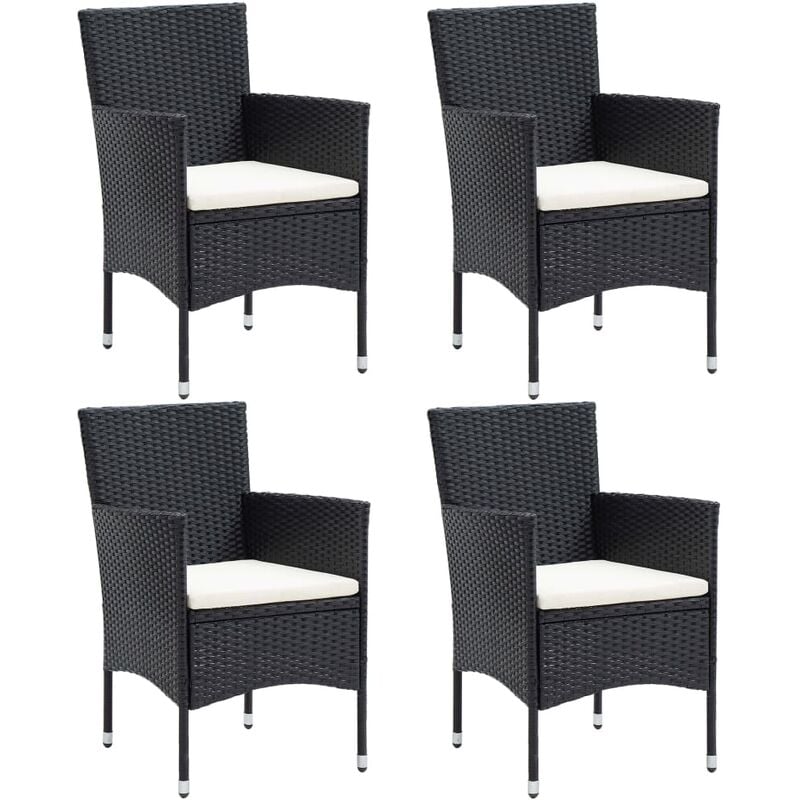 Maison Chic - Lot de 4 Chaises Chaises de salle à manger Chaise de jardin Résine tressée Noir 12143