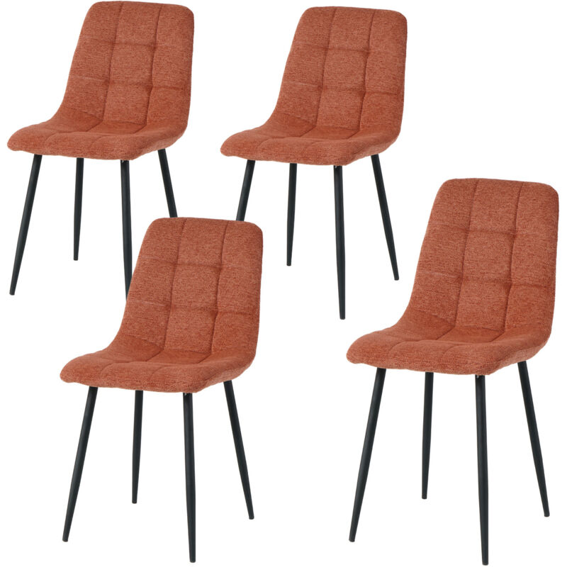 Casa Baoli - Lot de 4 chaises cleo tissu rose corail pieds métal