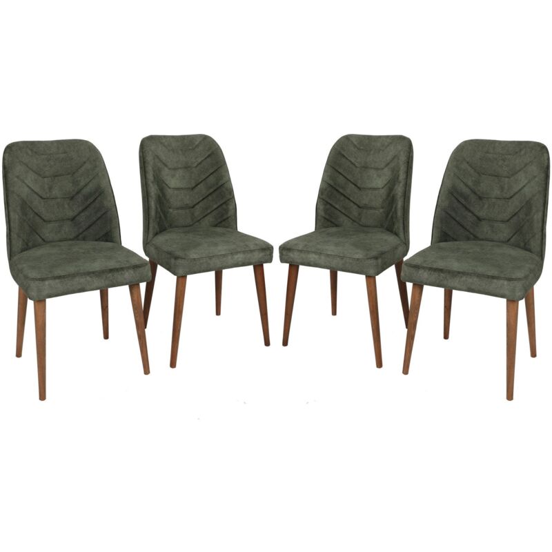 Lot de 4 chaises Conla Velours Vert foncé Lot de 4 chaises Conla Velours Vert foncé