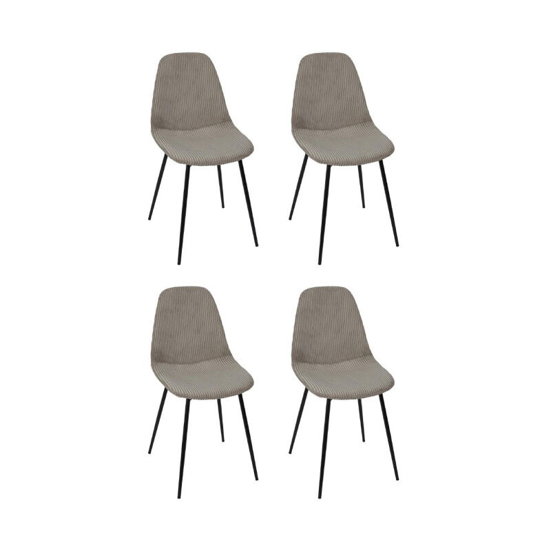 Lot de 4 Chaises Côtelé 'Scott' 85cm Taupe