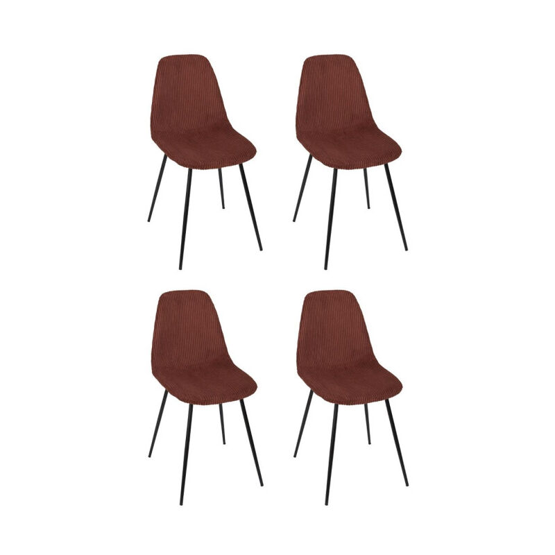 Lot de 4 Chaises Côtelé 'Scott' 85cm Terracotta