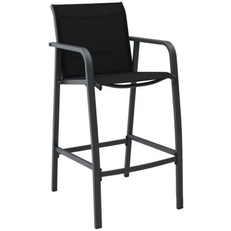 Lot de 4 Chaises de bar de jardin,Chaise d'extérieur Noir Textilène CFW7828809