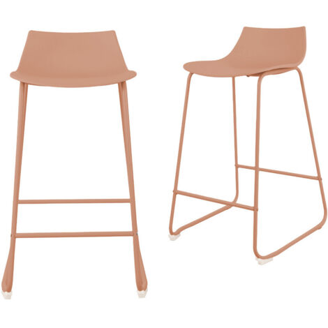 Lot de 4 chaises de bar en plastique et métal H66cm - Terracotta - Lamer