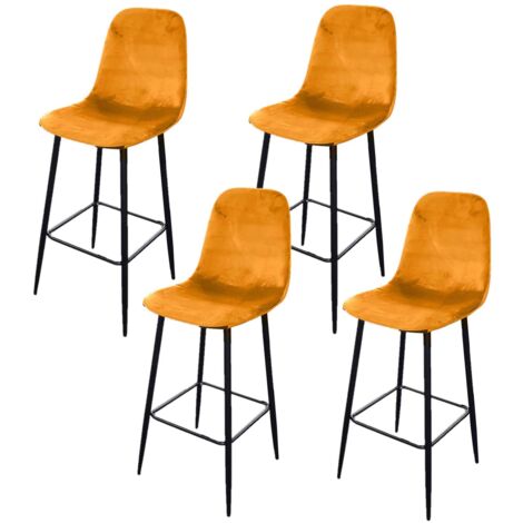 Lot de 4 chaises de bar en velours avec pieds en métal INOUI