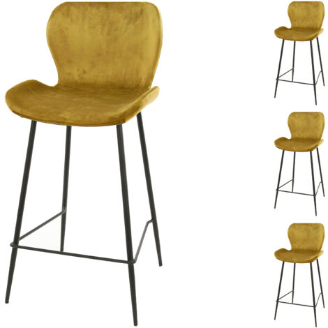 Lot de 4 chaises de bar en velours doré - SORAYA