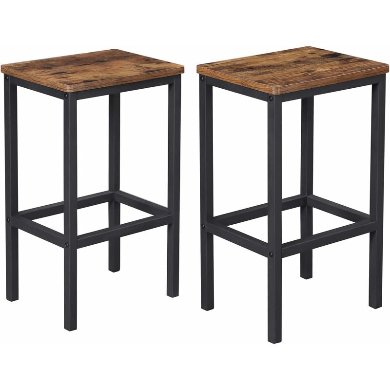 Vasagle - Lot de 2 chaises de bar Style Industriel - Pour Cuisine-Salle à Manger-Salon - Marron Rustique