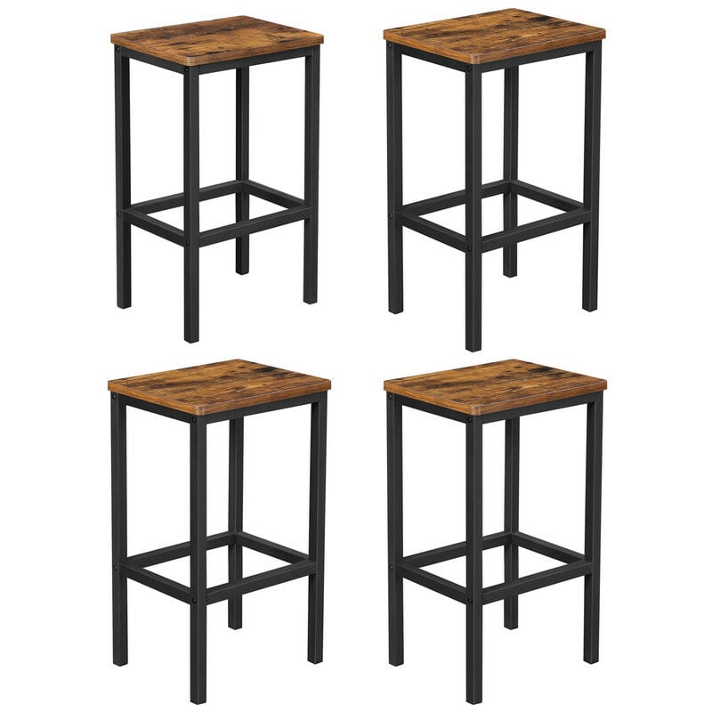 vasagle - chaises de bar, tabourets hauts de style industriel, pour cuisine, salle à manger, salon, marron rustique,lot de 4