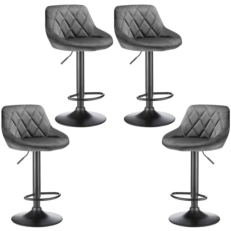 Yongqing - Lot de 4 Chaises de bar, Tabourets hauts, Siège de cuisine, hauteur réglable, repose-pieds en métal, Surface de tabouret en flanelle