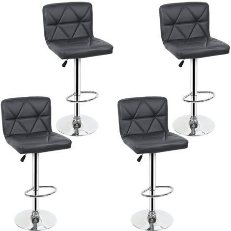 Lot de 4 Chaises de Bar,Tabourets de Bar Pivotants avec Dossier, Tabourets de Bar Réglable en Cuir PU,pour Bar, îlot de Cuisine, Comptoir,gris