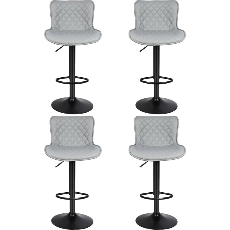 Lot de 4 Chaises de Bar Tabourets de Bar Pivotants avec Dossier Tabourets de Bar Réglable en Cuir PU pour Bar îlot de Cuisine Comptoir gris clair