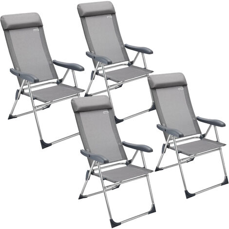 Lot de 4 chaises de jardin pliantes en aluminium – Dossier haut réglable 7 positions – Assise confortable 44cm – Poids léger 3,18kg
