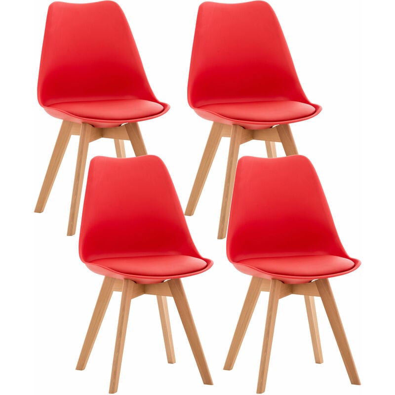 CLP - Ensemble de 4 chaises de déjeuner avec une session ergonomique de design moderne dans différentes couleurs colore : Rouge