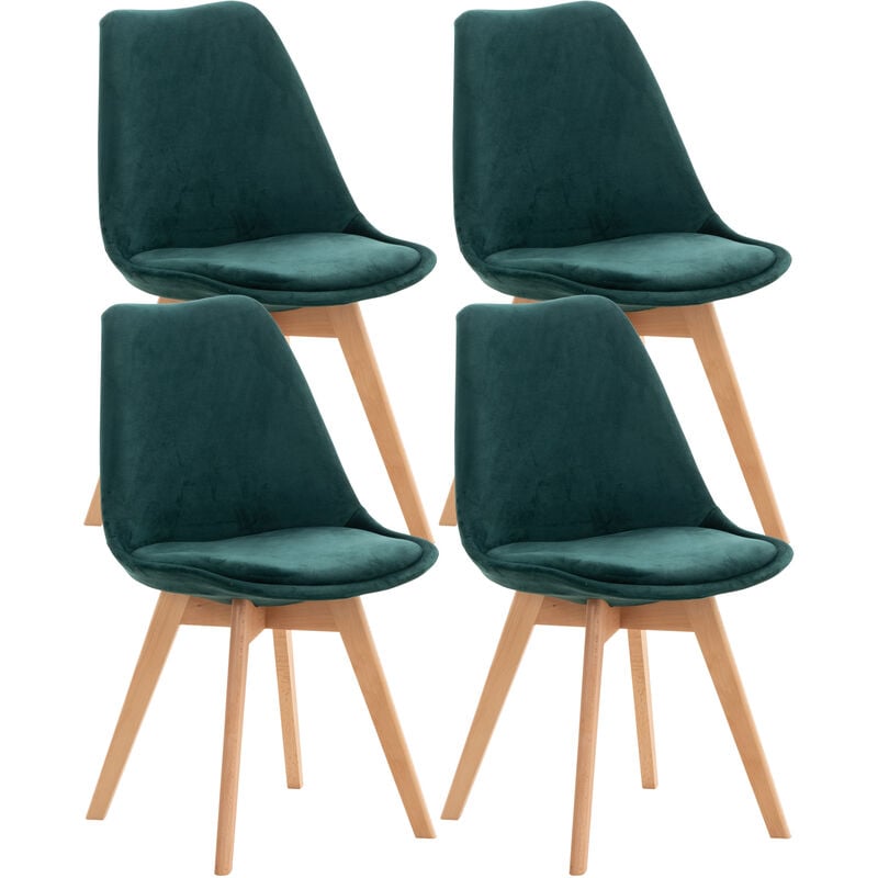 CLP - Ensemble de 4 chaises en bois élégantes et velours élégant et conception moderne diverses couleurs colore : vert