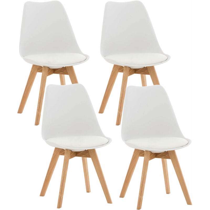 CLP - Ensemble de 4 chaises de déjeuner avec une session ergonomique de design moderne dans différentes couleurs colore : Blanc