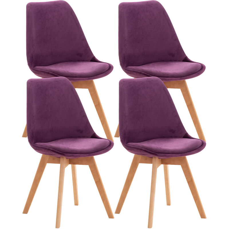 CLP - Ensemble de 4 chaises en bois élégantes et velours élégant et conception moderne diverses couleurs colore : Violet