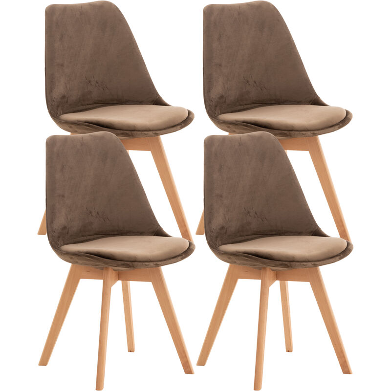 CLP - Ensemble de 4 chaises en bois élégantes et velours élégant et conception moderne diverses couleurs colore : marron foncé