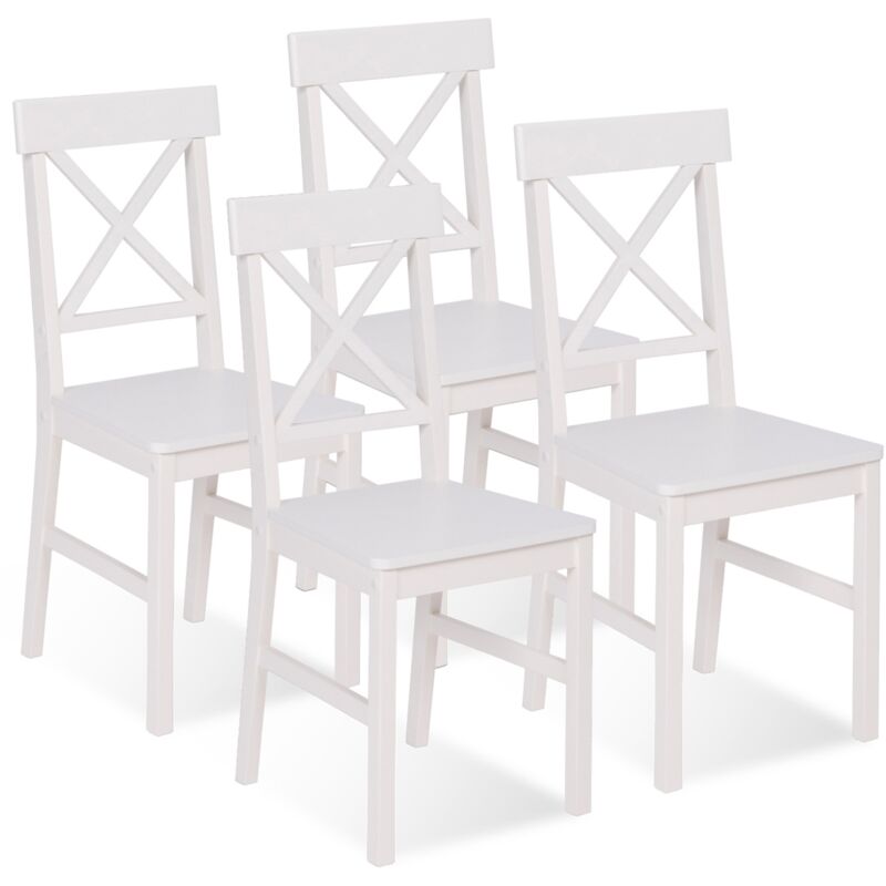 Idmarket - Lot de 4 chaises de cuisine avec croisillons suzanne bois blanc