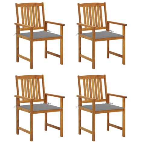 Lot de 4 Chaises de jardin avec coussins - Chaises d'extérieur pour terrasse/jardin Bois d'acacia massif BV460073 - BonneVie