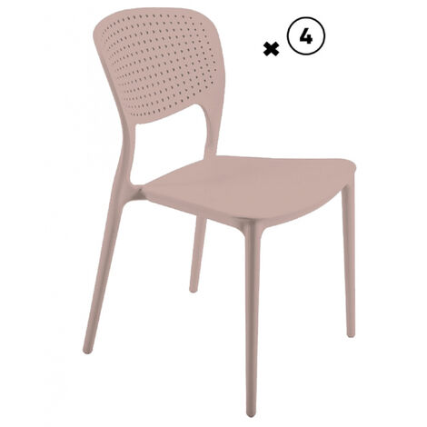 ESSENCIEL GREEN Lot de 4 Chaises de Jardin empilable kos en polypropylene Beige Mastic - Mobilier de jardin - 46X51XH79.5CM
