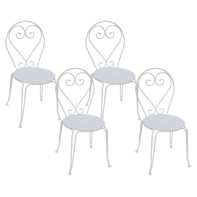 Vente-unique - Lot de 4 chaises de jardin empilables en métal façon fer forgé - blanc - guermantes de mylia