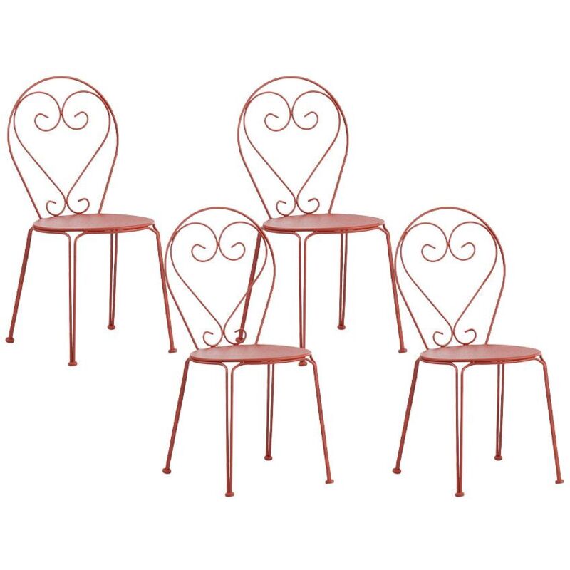 Lot de 4 chaises de jardin empilables en métal façon fer forgé - Terracotta - GUERMANTES de MYLIA
