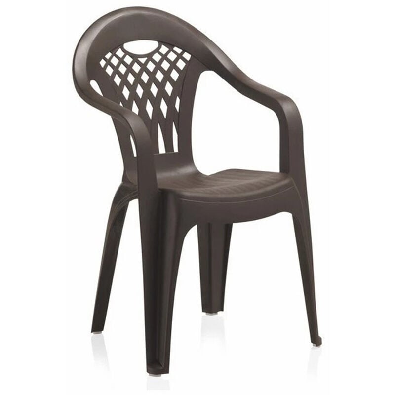 Lot de 4 chaises de jardin empilables en résine coloris Marron - Longueur 58 x Profondeur 54 x Hauteur 86 cm Pegane