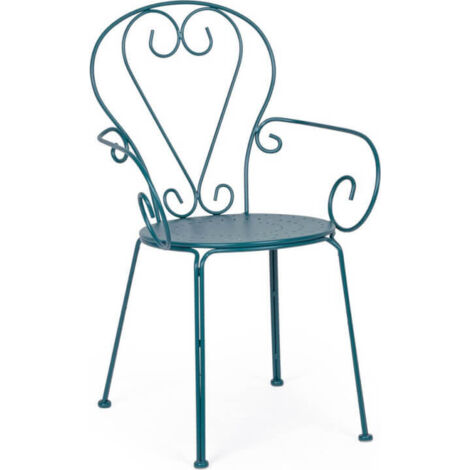 Lot de 4 chaises de jardin empilables style shabby chic Etienne YES - Bleu