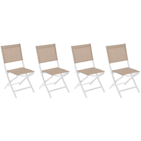 Lot de 4 chaises de jardin en aluminium pliables Lin et Blanc Essentia - Hespéride