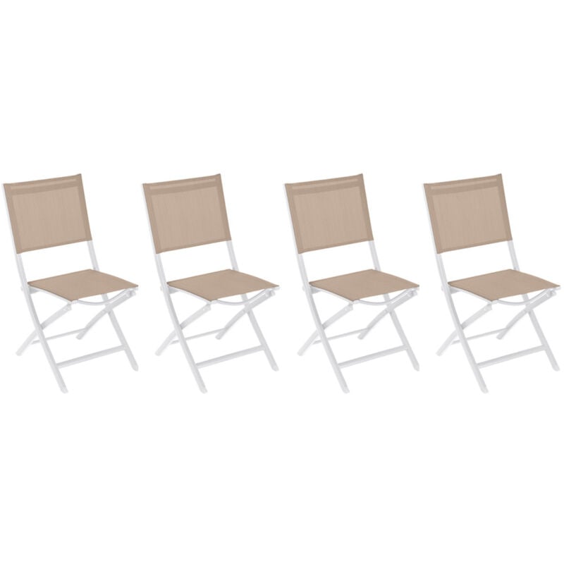 Lot de 4 chaises de jardin en aluminium pliables Lin et Blanc Essentia - Hespéride