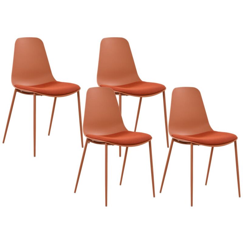 Vente-unique - Lot de 4 chaises de jardin en polypropylène et métal - Terracotta - negeri de mylia