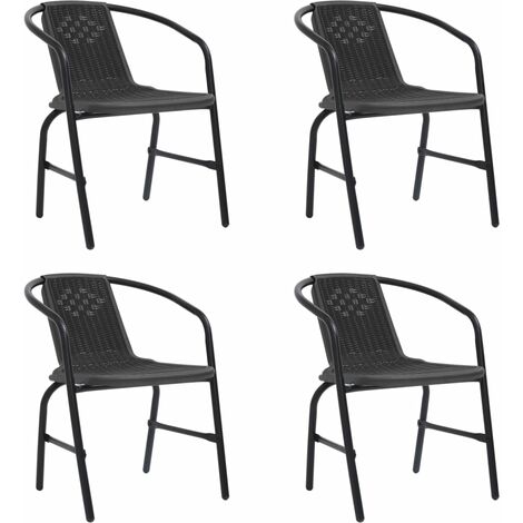 Lot de 4 Chaises de jardin  Fauteuils de Jardin Rotin plastique et acier 110 kg 66281