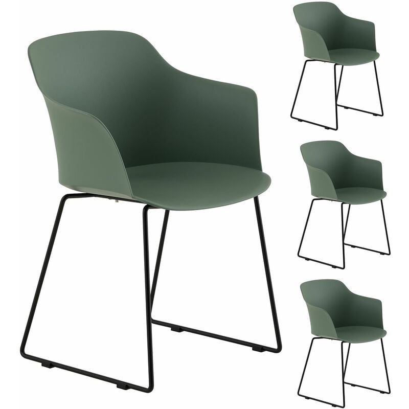 Lot de 4 chaises de jardin foro en plastique vert