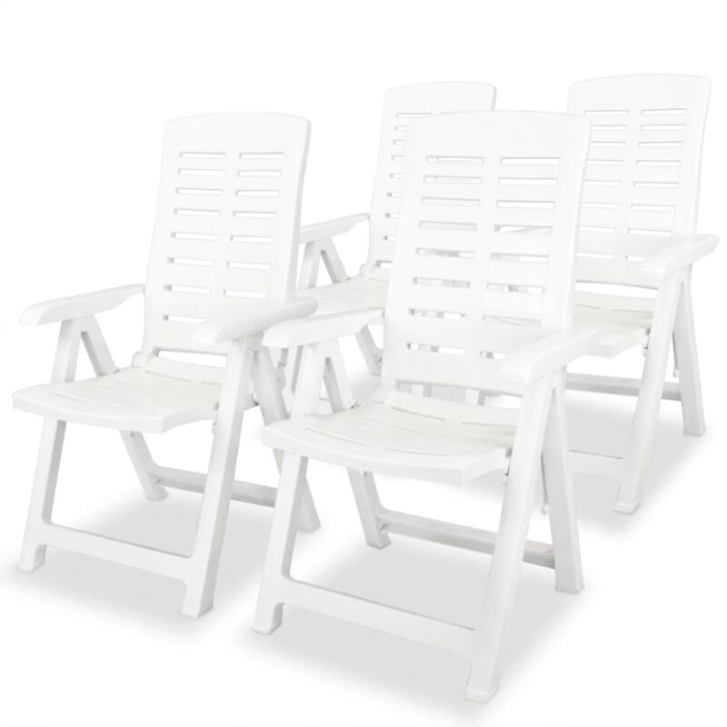 Lot de 4 Chaises de jardin inclinables - Chaises d'extérieur pour terrasse/jardin Plastique Blanc BV760702 Bonnevie