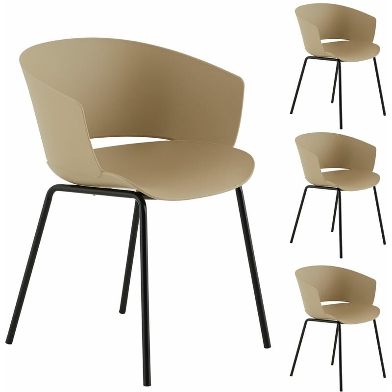Lot de 4 chaises de jardin nivel en plastique beige