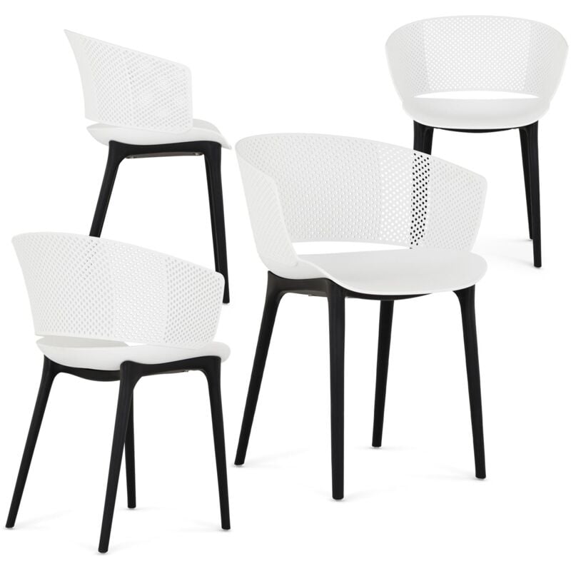 Lot de 4 chaises de jardin olindo - Blanc