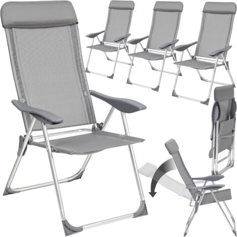 Lot de 4 chaises de jardin Pliable Dossier réglable en 5 positions, avec coussin de tête