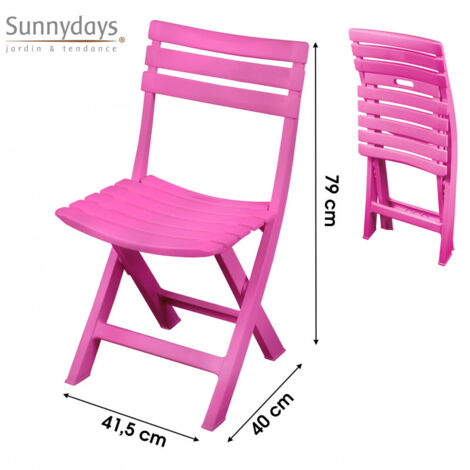 Lot de 4 chaises de jardin pliables 41,5x40x79 cm en plastique rose