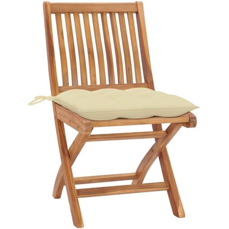 Lot de 4 Chaises de jardin pliables - Chaises d'extérieur pour terrasse/jardin avec coussins Teck solide BV641917 - BonneVie