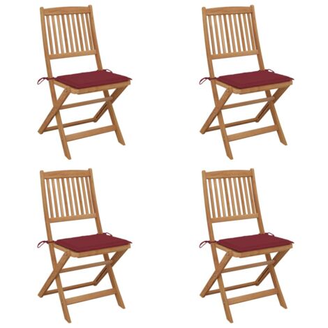 Lot de 4 Chaises de jardin pliables  Fauteuils de Jardin avec coussins avec coussins Bois d'acacia 76630