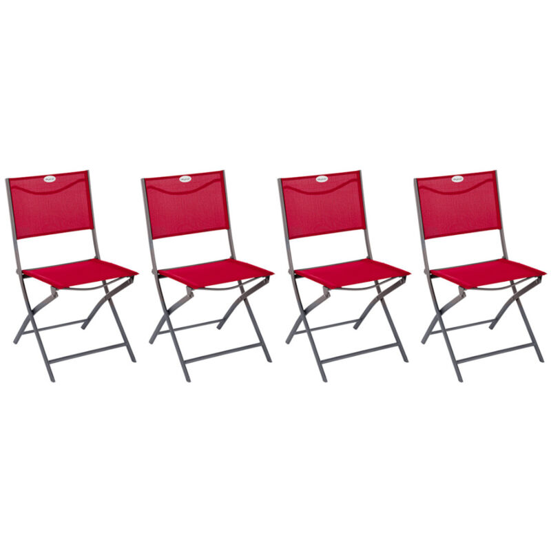 Lot de 4 Chaises de jardin pliante métal Modula Grenade- Hespéride