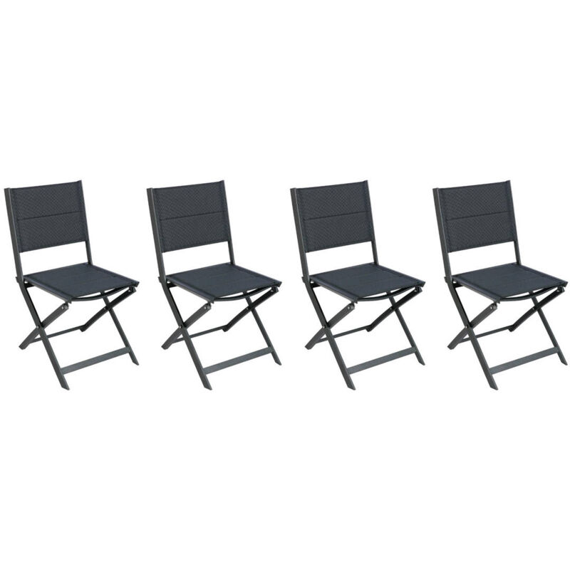 Lot de 4 chaises de jardin pliantes Allure poivre & graphite en aluminium - Hespéride