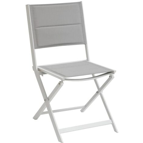 Lot de 4 chaises de jardin pliantes Allure glacier & blanc en aluminium traité époxy - Hespéride