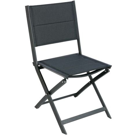 Lot de 4 chaises de jardin pliantes Allure poivre & graphite en aluminium - Hespéride - Gris poivre / graphite