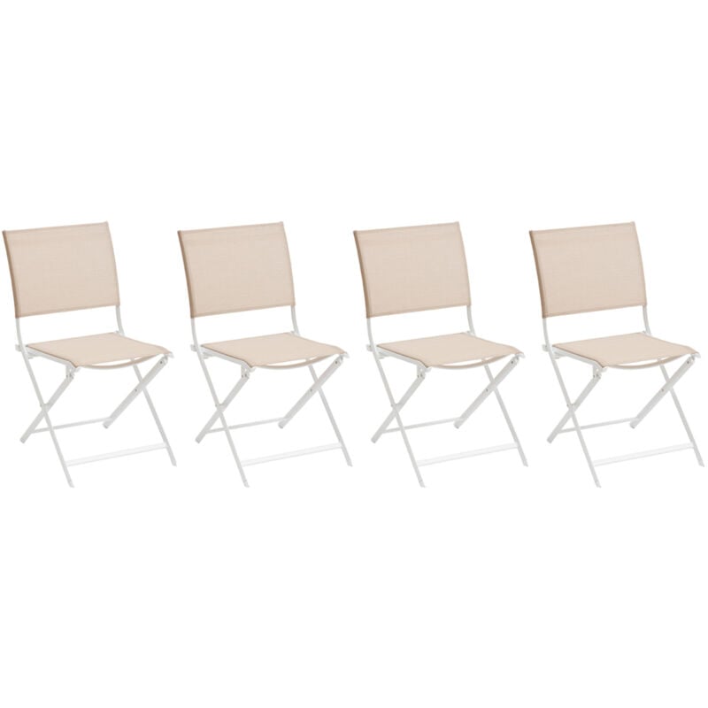 Lot de 4 chaises de jardin pliantes Axant lin & blanc en aluminium traité époxy - Hespéride