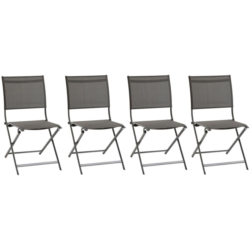 Lot de 4 chaises de jardin pliantes Axant anthracite & graphite en aluminium traité époxy - Hespéride