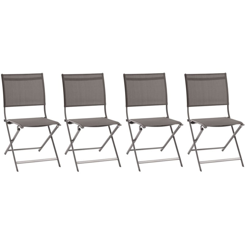 Lot de 4 chaises de jardin pliantes Axant wengé & praline en aluminium traité époxy - Hespéride