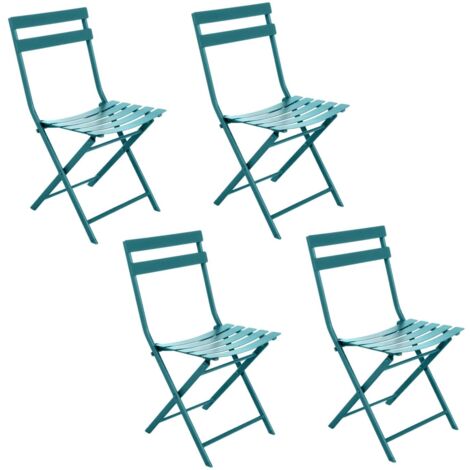 Lot de 4 chaises de jardin pliantes en métal GREENSBORO