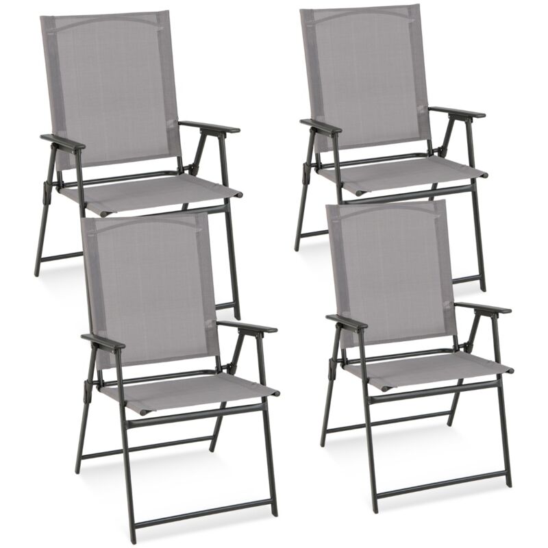 Maisonchic - Lot de 4 Chaises de Jardin Pliantes en Textilène & Métal Charge 150 kg Fauteuil de Jardin avec Verrouillage de Sécurité Gris design in
