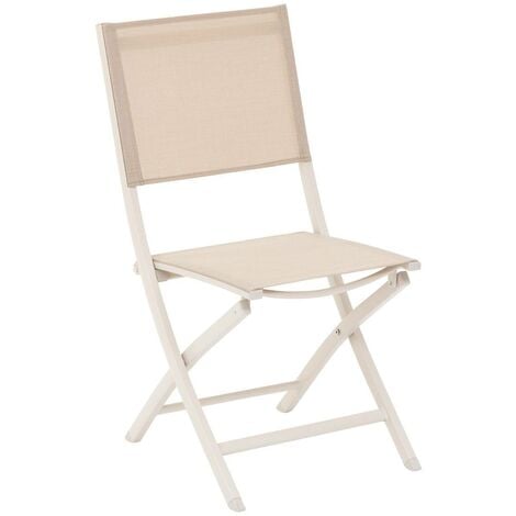 HESPERIDE Lot de 4 chaises de jardin pliantes Essentia lin & argile - Hespéride