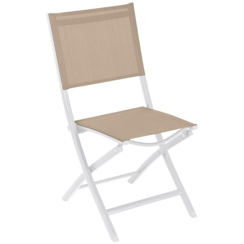 Lot de 4 chaises de jardin pliantes Essentia lin & blanc en aluminium traité époxy - Hespéride - Lin / blanc